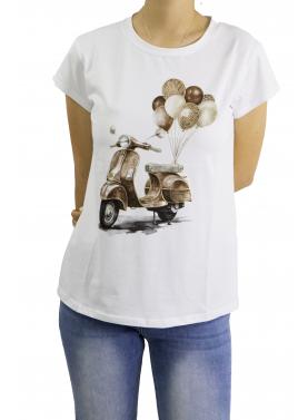 t shirt con vespa e palloncini 